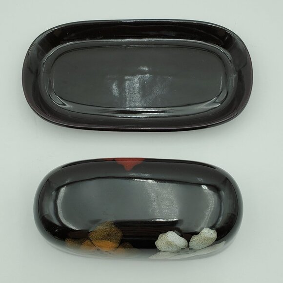 Pfaltzgraff Painted Poppies Covered Butter Dish Brown Floral Butter Keeper - Picture 3 of 7